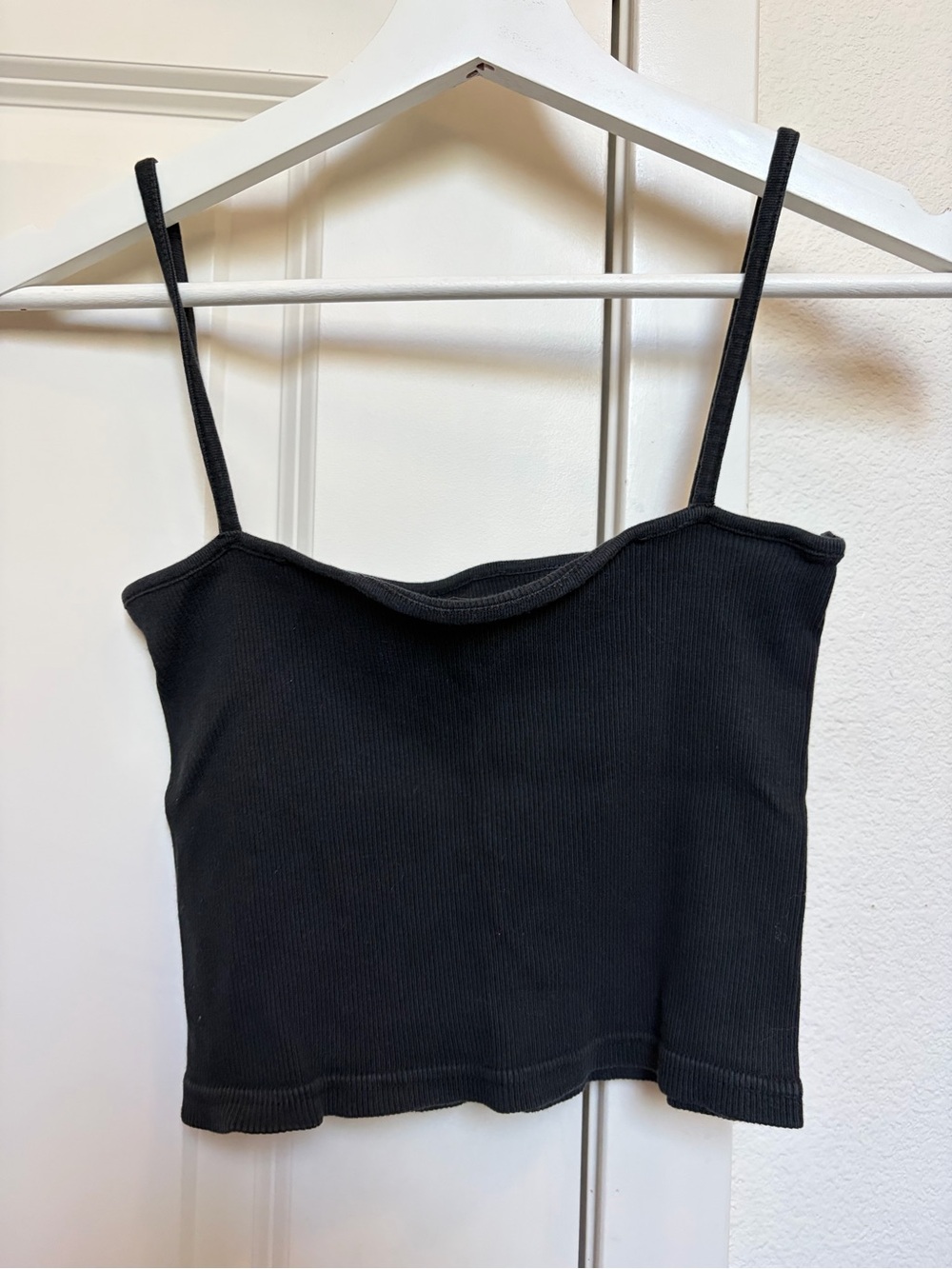 Brandy Melville Black Ribbed Spaghetti Strap Tank